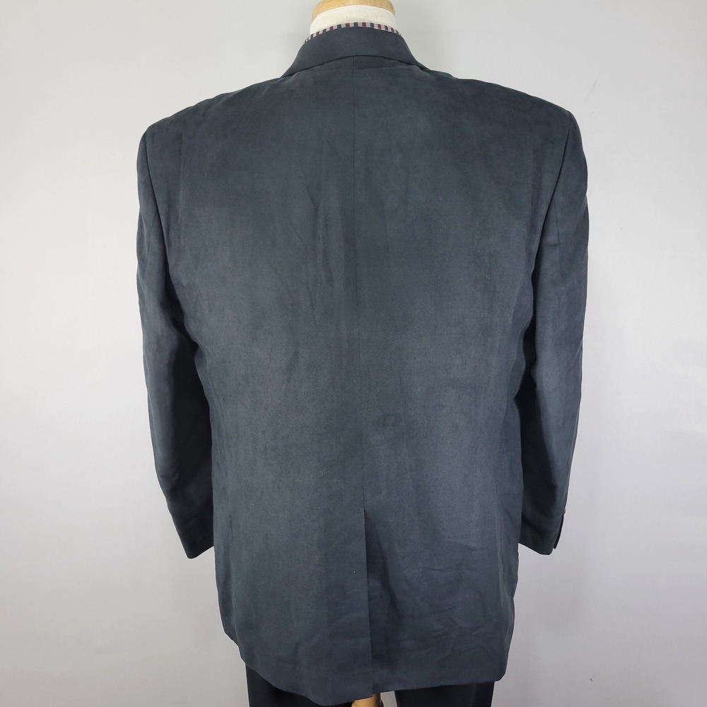 Chaps Men's Sport Coat Blazer Two Button Suede Polyester Grayish Black Size 44R - Picture 10 of 13